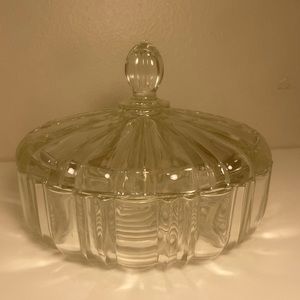 Crystal Glass Candy Dish with Lid, Old Cafe, 1940's Original Anchor Hocking